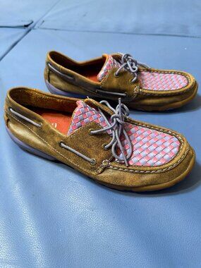 8M Twisted X women's woven purple boat shoes-moc toe